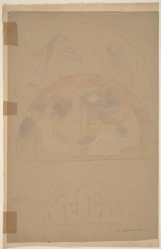 Studies for a Lunette [recto] by Charles Sprague Pearce, drawing, 1890-1897