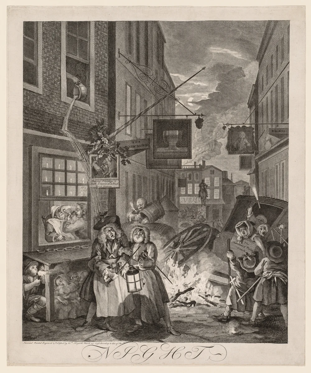 The Four Times of Day: Night by William Hogarth, print, 1738