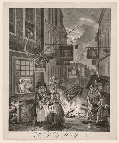 The Four Times of Day: Night by William Hogarth, print, 1738