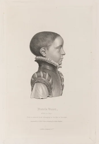 Francis Bacon When a Boy by Francis Holl, print, 1815-1884