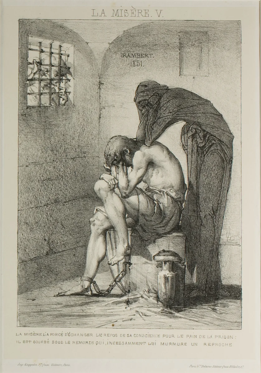 Plate Five from Misery by Charles Rambert, print, 1851