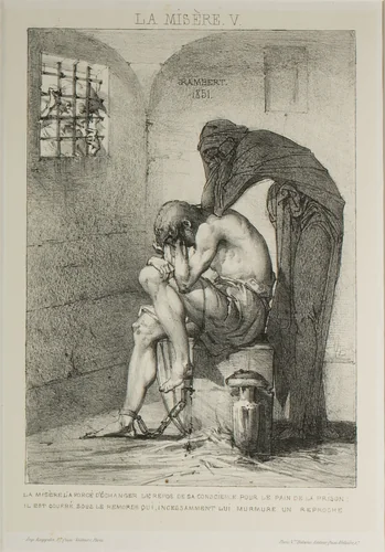 Plate Five from Misery by Charles Rambert, print, 1851