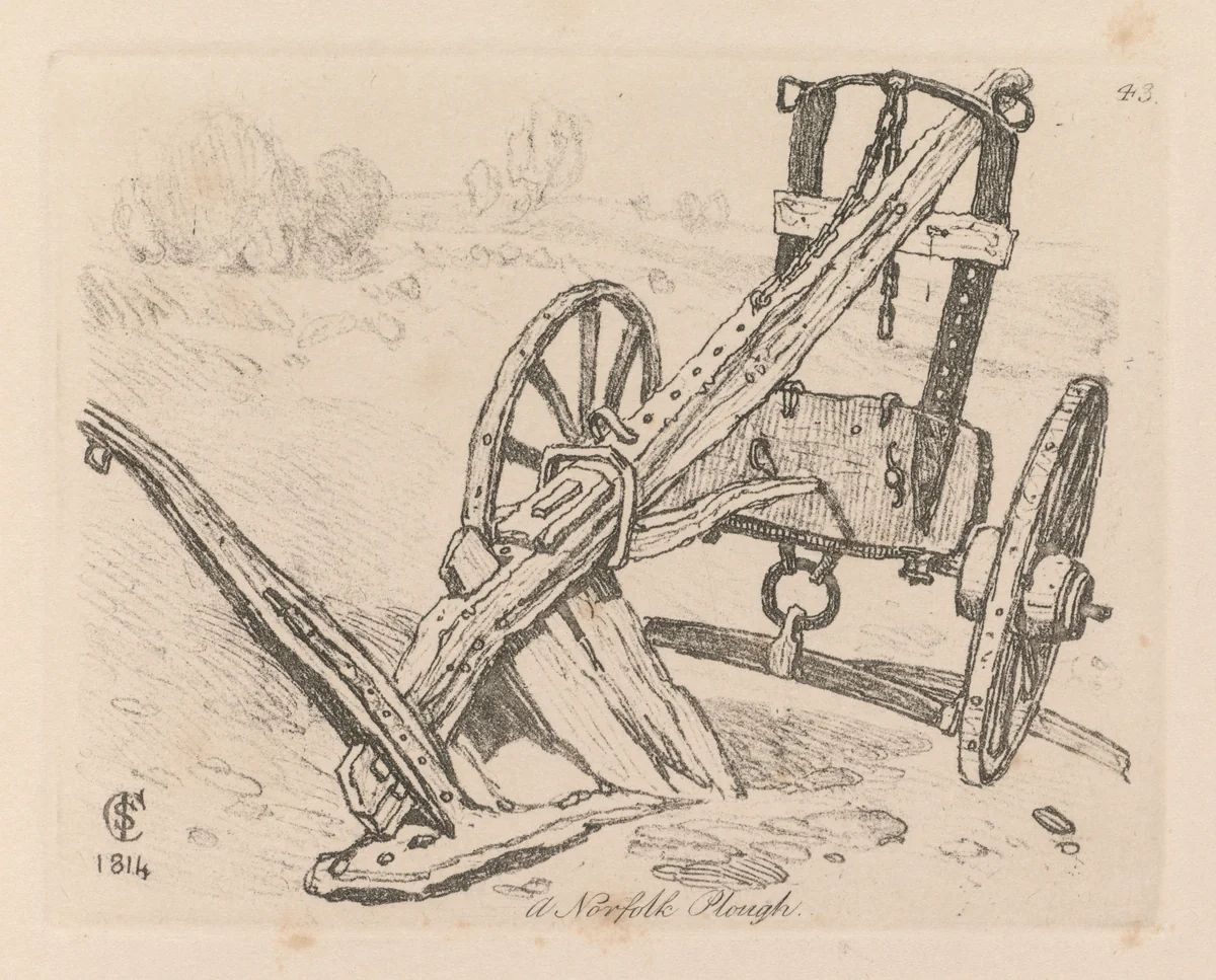 Liber Studiorum: Plate 43, A Norfolk Plough by John Sell Cotman, book, 1814