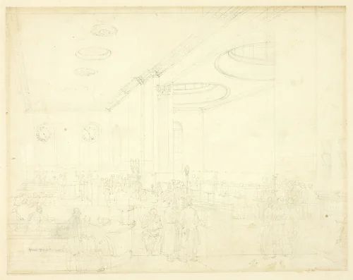 Study for Lloyd's Subscription Room, from Microcosm of London by Augustus Charles Pugin
Thomas Rowlandson, drawing, 1807-1809