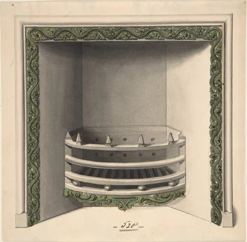 Design for Cast-iron Grate, Elevation and Plan by Benjamin Dean Wyatt, drawing, 1814