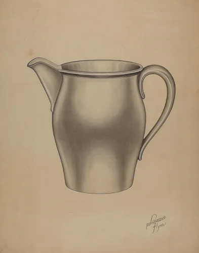 Pewter Pitcher by Lawrence Flynn, index of american design, 1935-1942