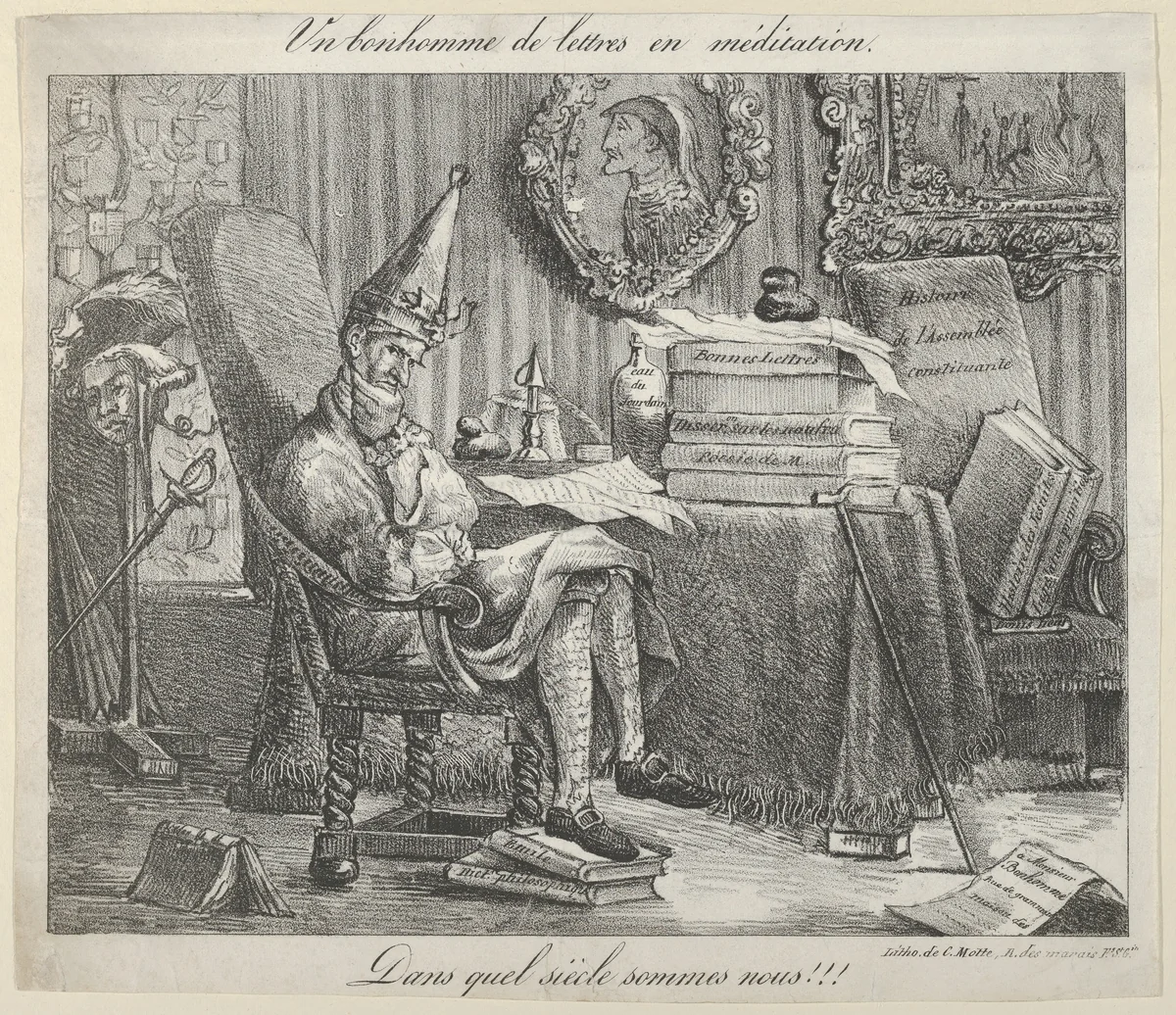A Literary Fellow Meditating by Eugène Delacroix, print, 1821