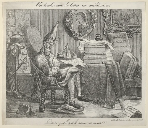 A Literary Fellow Meditating by Eugène Delacroix, print, 1821