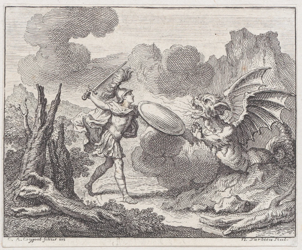Book 4, Fable 13: the Treasure (Le Trésor), from "Fables Nouvelles" by Nicolas Henry Tardieu, print, 1719