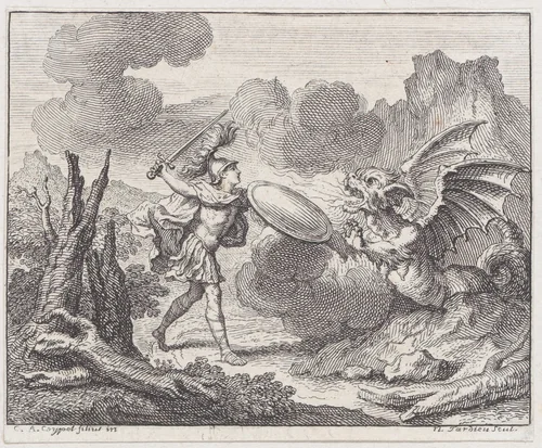 Book 4, Fable 13: the Treasure (Le Trésor), from "Fables Nouvelles" by Nicolas Henry Tardieu, print, 1719