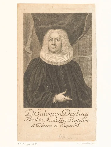 Portret van Salomon Deyling by Martin Bernigeroth, print, 1733