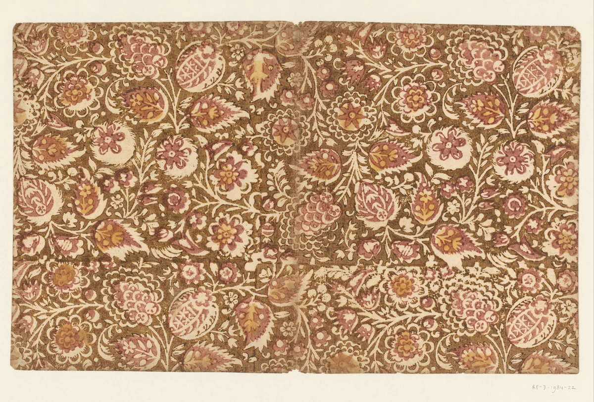 Blad met ranken met bloemen en vruchten by anonymous, print, 1700-1800