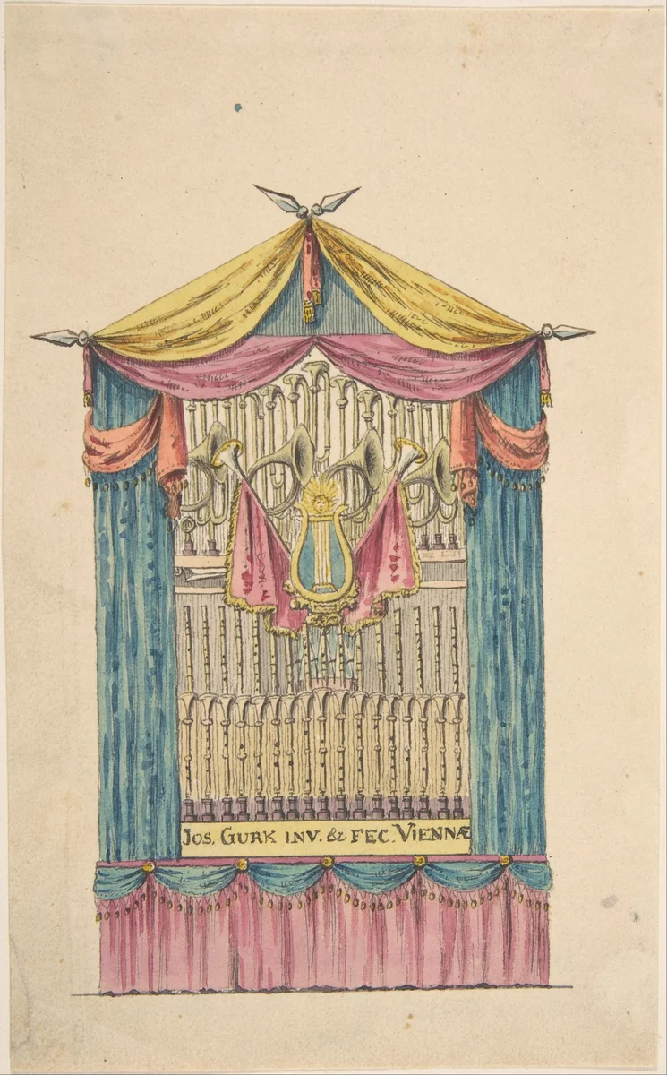 Design for a Fanciful Organ by Joseph Ignaz Gurk, drawing, 1795-1826