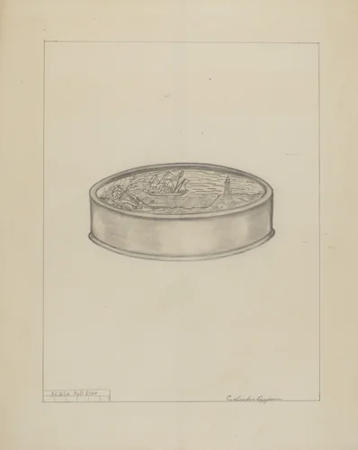 Silver Snuff Box by Columbus Simpson, index of american design, 1935-1942