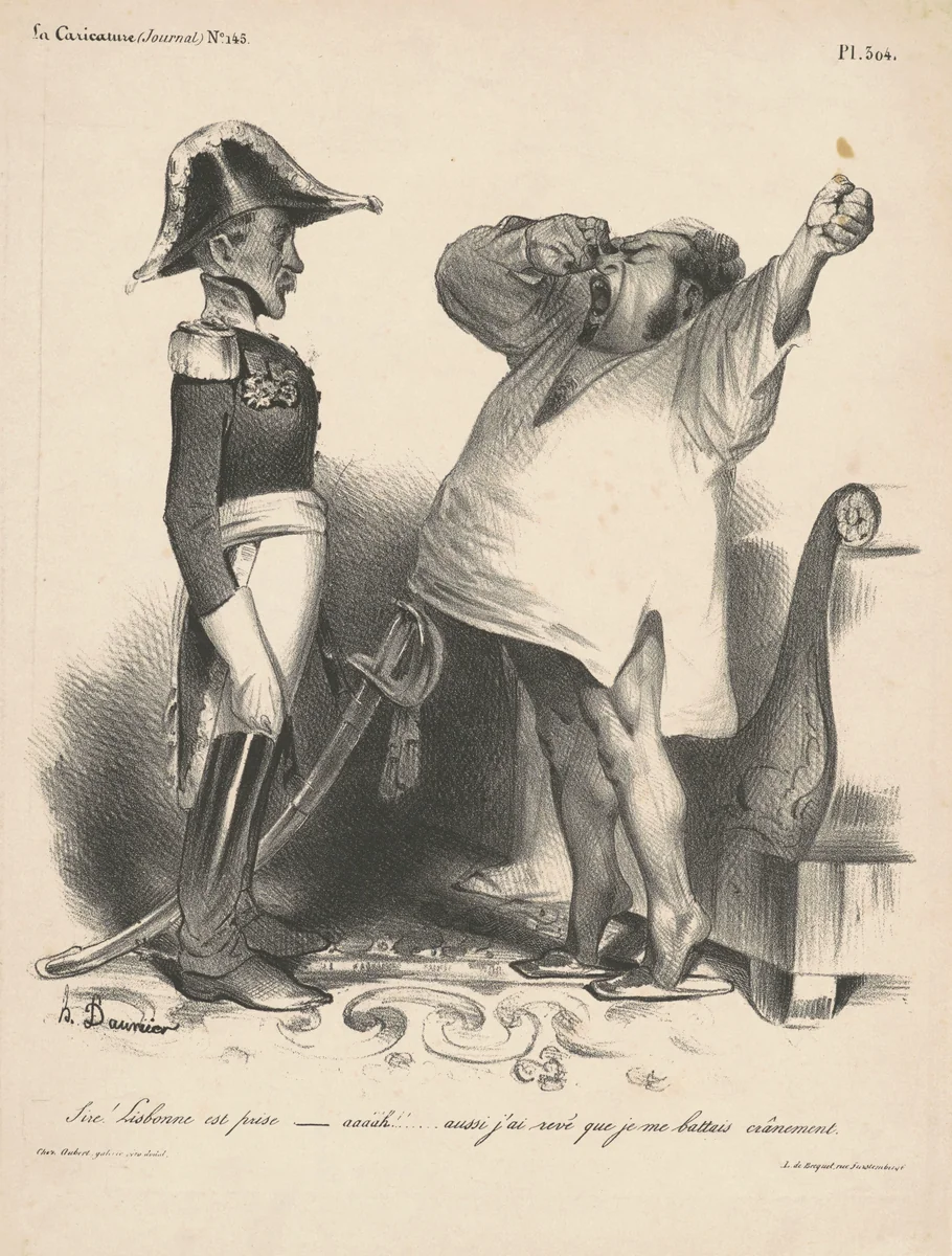 Sire! Lisbonne est prise... (Sire! Lisbon has been captured...) by Honoré Daumier, print, 1833