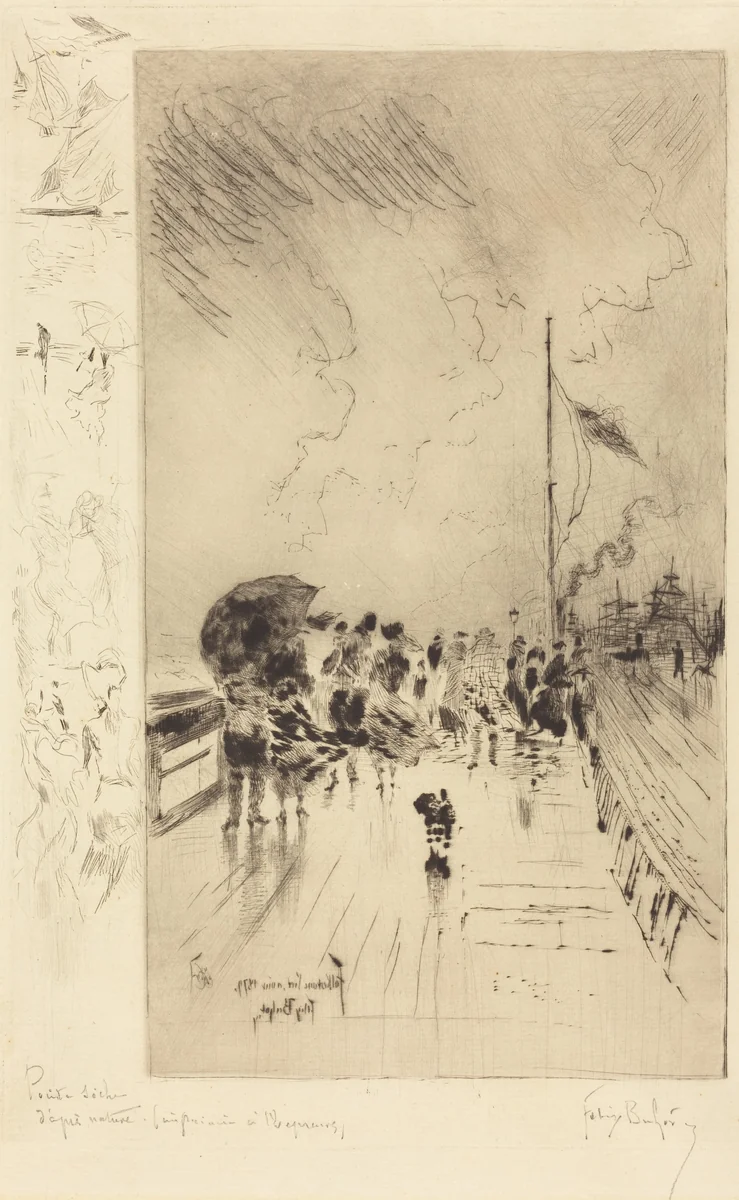 Une Jetée en Angleterre (A Pier in England) by Félix-Hilaire Buhot, print, 1879