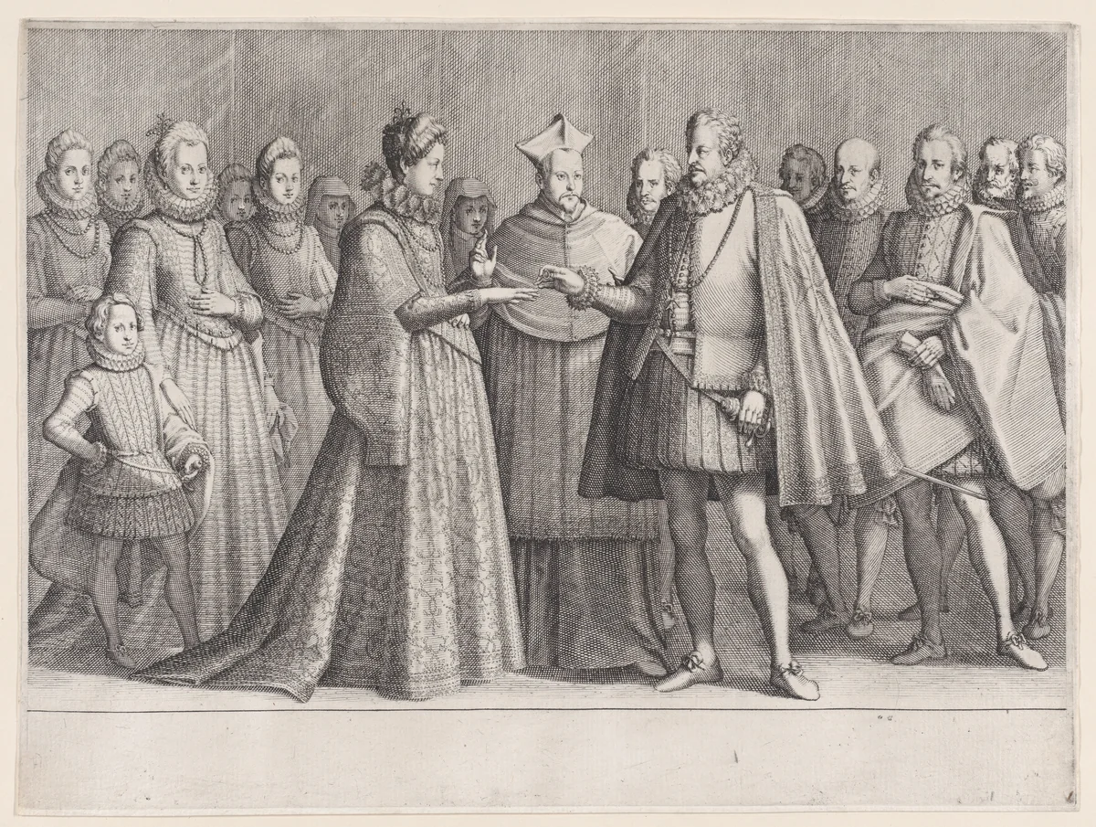 Le Mariage de Ferdinand 1er (The Marriage of Ferdinand I de'Medici), from "La Vie de Ferdinand Ier de Médicis série appelée aussi Les Batailles des Médicis" (The Life of Ferdinand I de'Medici also called The Medici Battles) by Jacques Callot, print, 1614-1620