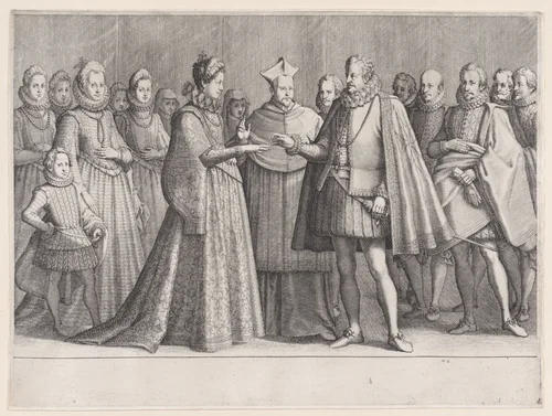 Le Mariage de Ferdinand 1er (The Marriage of Ferdinand I de'Medici), from "La Vie de Ferdinand Ier de Médicis série appelée aussi Les Batailles des Médicis" (The Life of Ferdinand I de'Medici also called The Medici Battles) by Jacques Callot, print, 1614-1620
