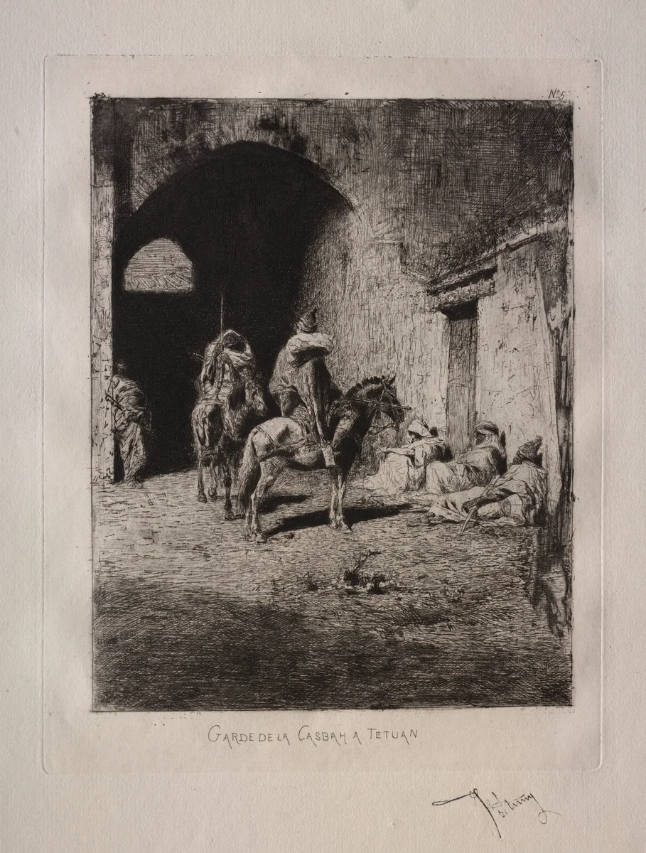 Guard of the Casbah at Tétouan by Mariano Fortuny, print, 1868-1878