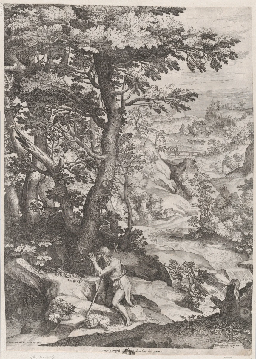 St John the Baptist in the Wilderness by Cornelis Cort, print, 1533-1578