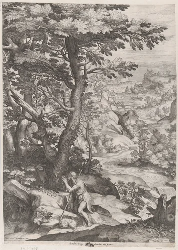 St John the Baptist in the Wilderness by Cornelis Cort, print, 1533-1578