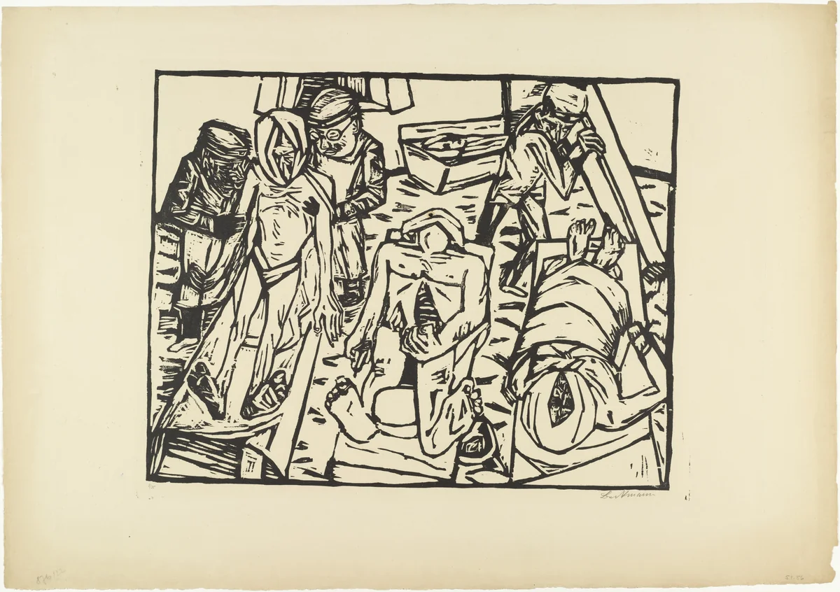 Morgue (Totenhaus) by Max Beckmann, print, 1922