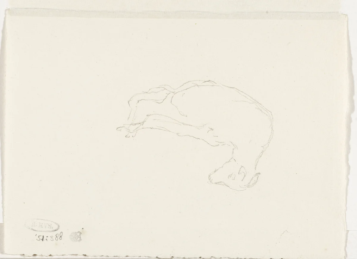 Liggend, vastgebonden lam by Pieter Bartholomeusz. Barbiers, drawing, 1782-1837