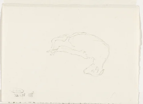 Liggend, vastgebonden lam by Pieter Bartholomeusz. Barbiers, drawing, 1782-1837