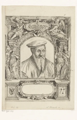 Portret van Andreas Imhoff by Lorenz Strauch, print, 1579-1630