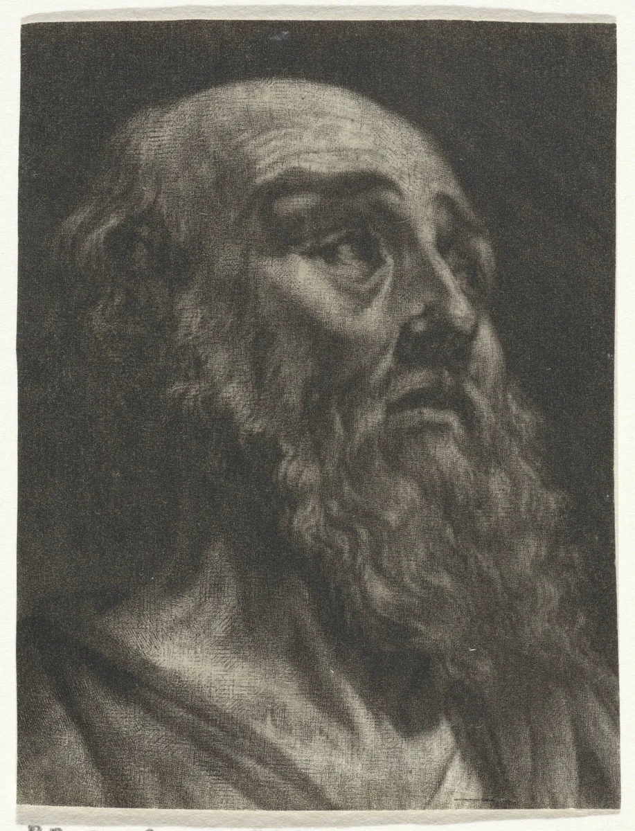 Buste van een oude man met een baard by Jan Verkolje, print, 1660-1693