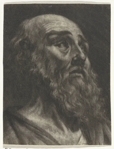 Buste van een oude man met een baard by Jan Verkolje, print, 1660-1693