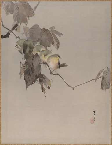 Birds on a Branch by Watanabe Seitei (渡辺省亭), painting, 1877-1897