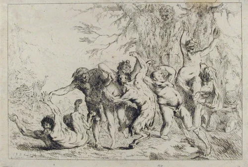 Bacchanal by Louis Félix de La Rue, print, 1745-1765