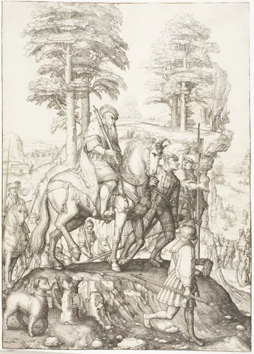 Abigail Before David by Lucas van Leyden, print, 1502-1512