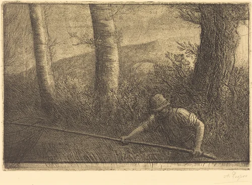 Fisherman with a Hoop-net (La peche a la truble) by Alphonse Legros, print, 1837-1911