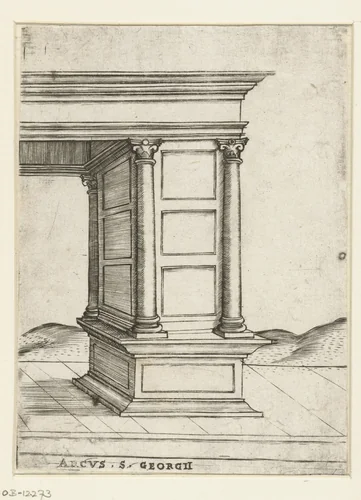 Deel van een klassieke triomfboog by anonymous, print, 1500-1549