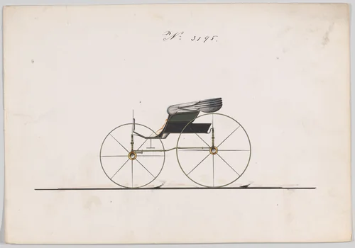 Design for Pony Phaeton, no. 3195 by Brewster & Co., drawing, 1876