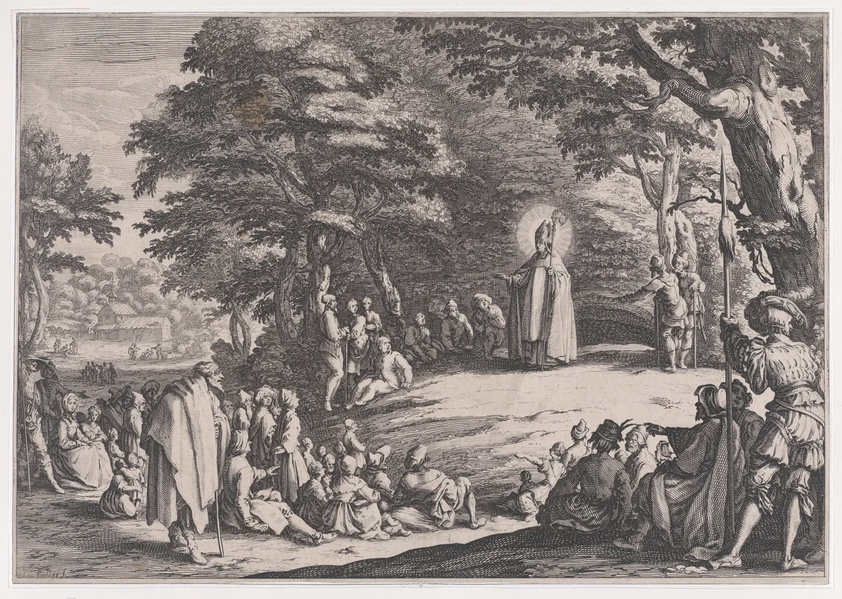 Saint Amond, St. Nicholas, or St. Séverin by Jacques Callot, print, 1620-1630