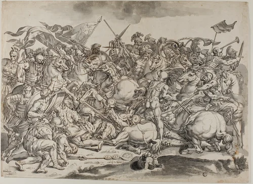 Battle of the Milvian Bridge by Raffaello Sanzio, drawing, 1612