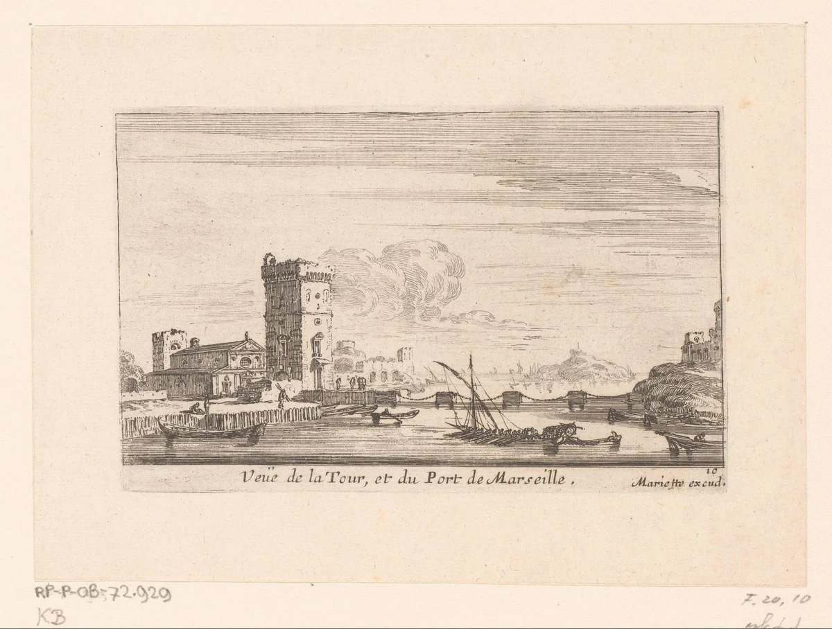 Gezicht op de haven van Marseille by Israël Silvestre, print, 1631-1657