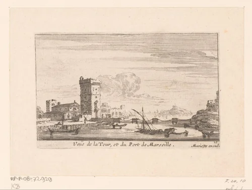 Gezicht op de haven van Marseille by Israël Silvestre, print, 1631-1657