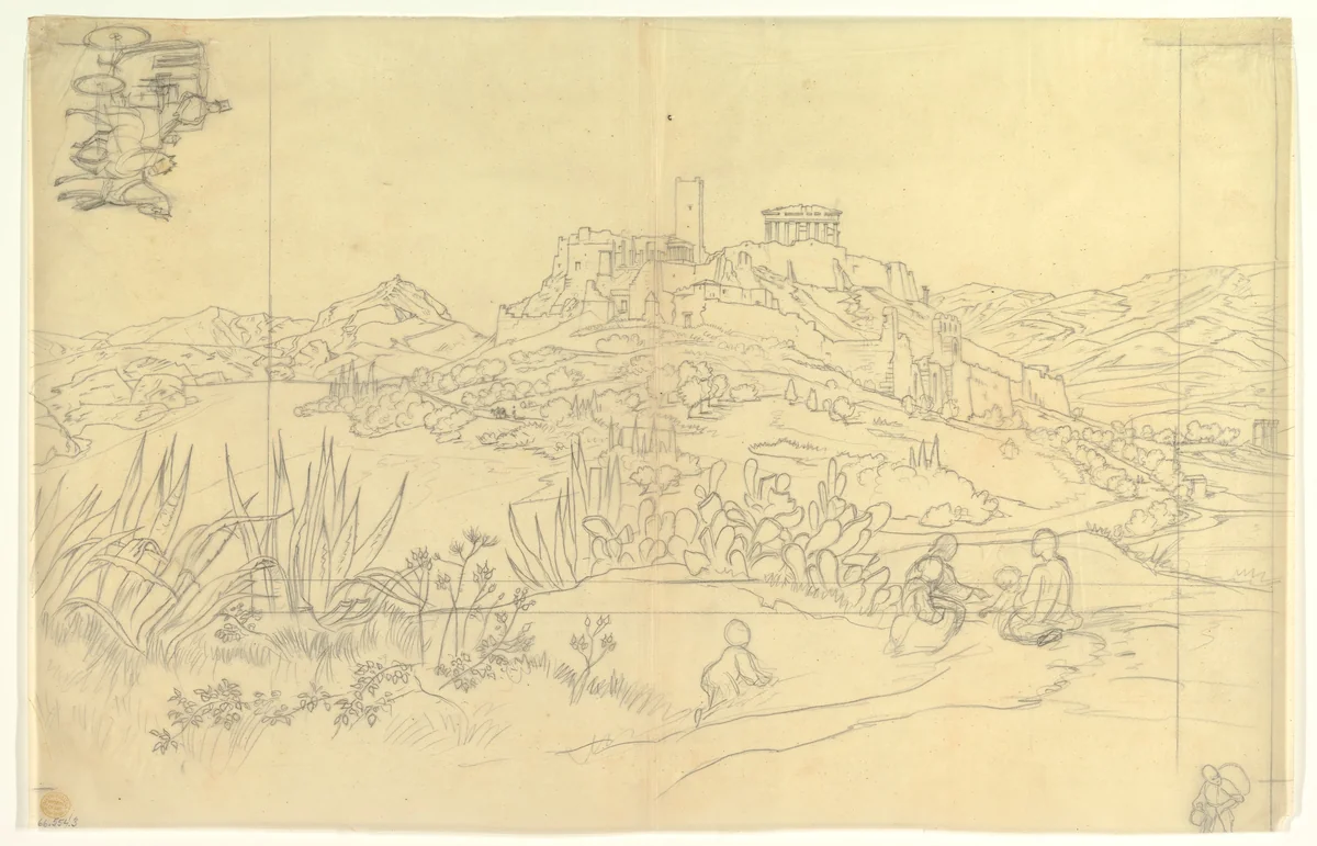 A View of the Ancient City (Parthenon?) by anonymous, drawing, 1800-1810