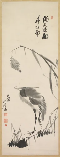 Egret and Reeds by Yang Ki-hun, painting, 1875-1898