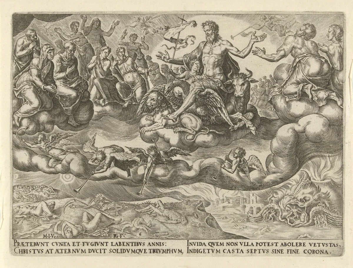 Triomf van Christus of de Eeuwigheid by Unknown, print, 1565