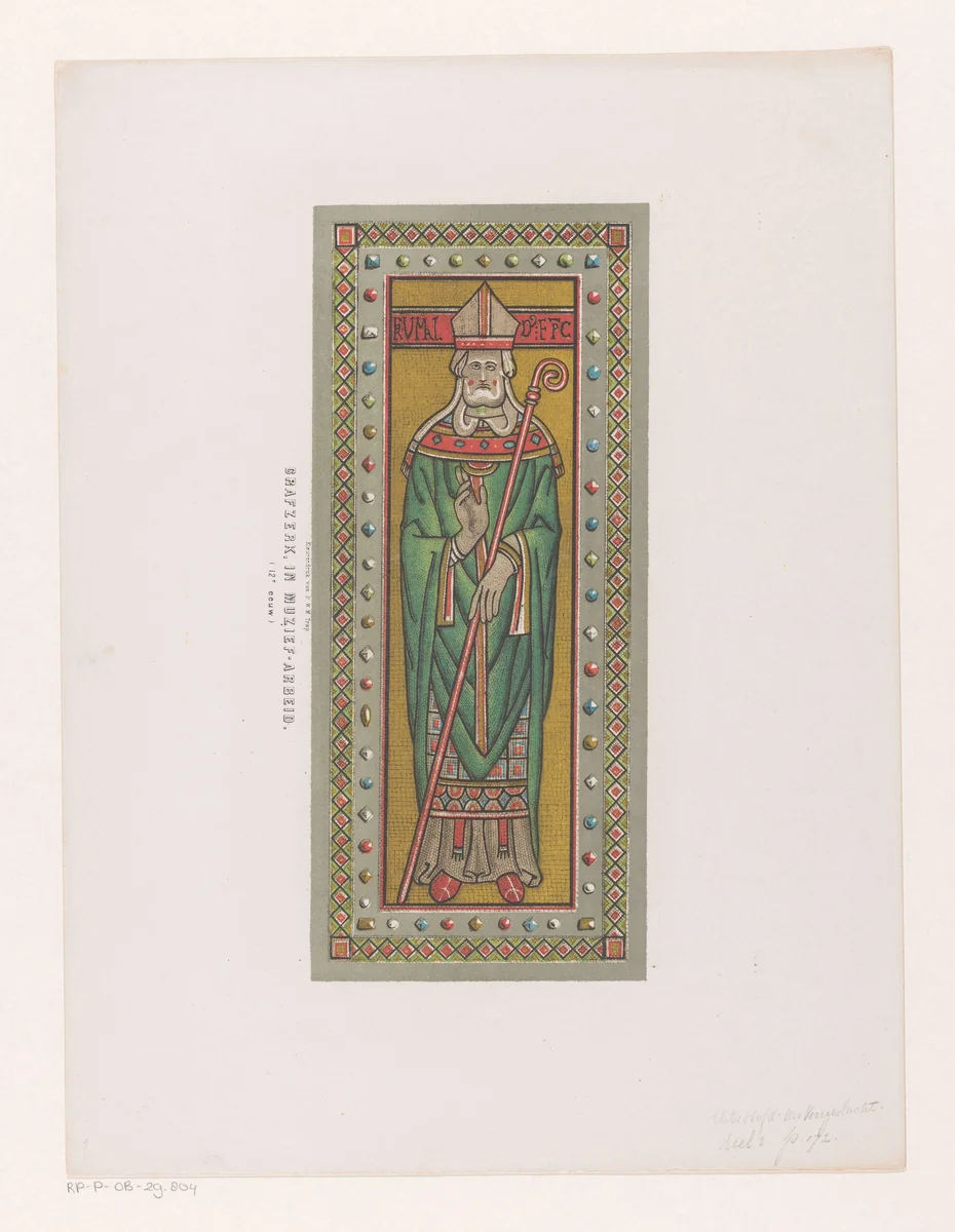 Mozaïek met heilige by anonymous, print, 1858-1864