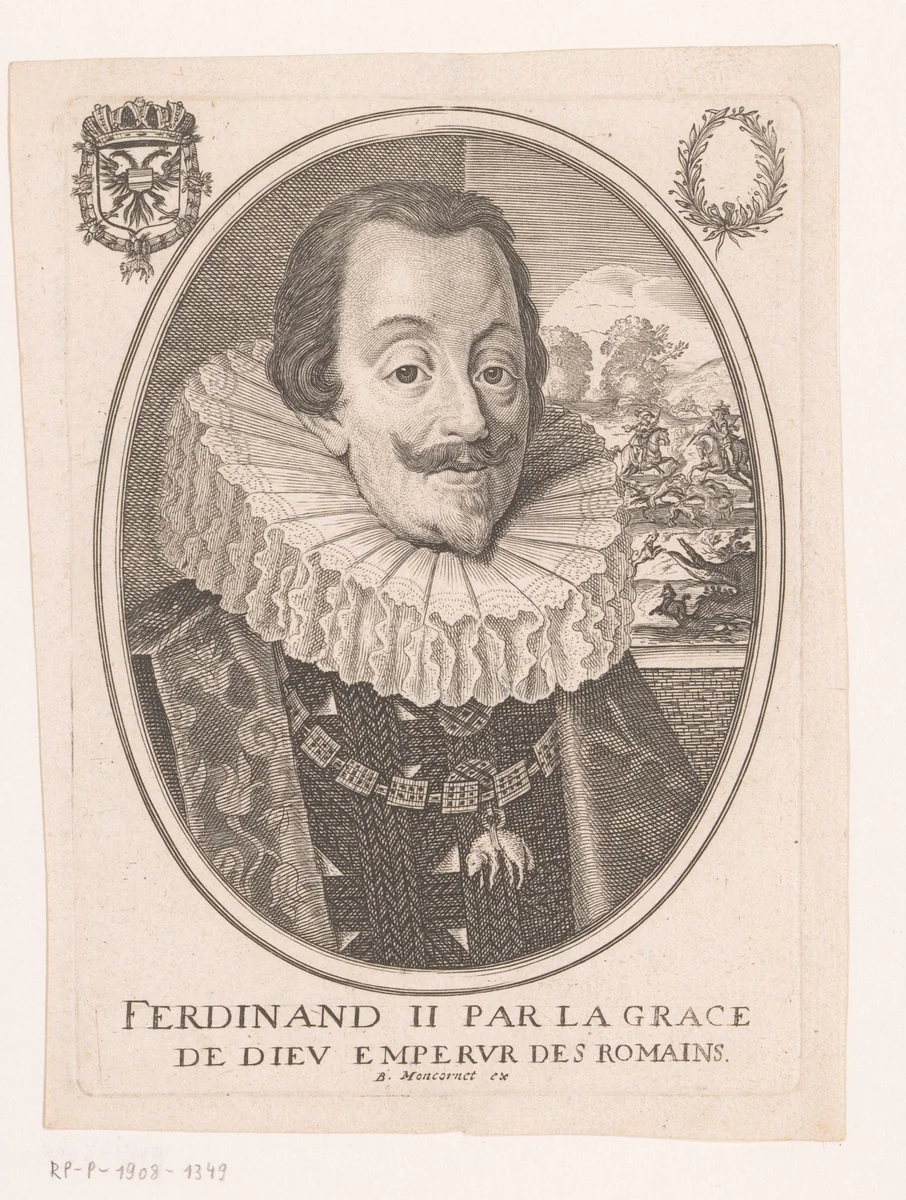 Portret van keizer Ferdinand II by anonymous, print, 1619-1668