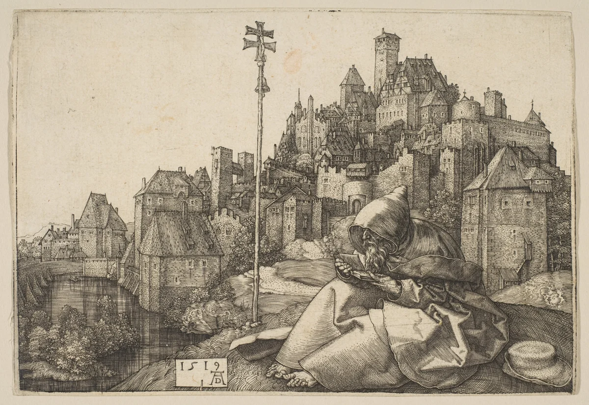 Saint Anthony Reading by Albrecht Dürer, print, 1519