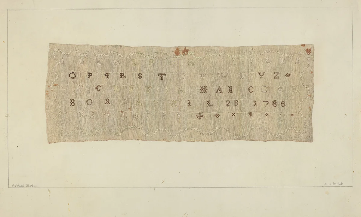 Embroidery Sampler by Paul Smith, index of american design, 1937