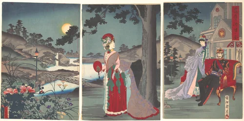 Nobility in the Evening Cool (Koki nōryō no zu) by Yōshū Chikanobu (楊洲周延), print, 1887