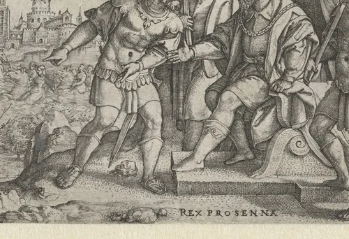 Porsenna hoort dat Cloelia is ontsnapt by Unknown, print, 1546-1547